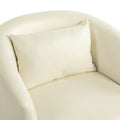 Upholstered Swivel Barrel Armchair With Storage Modern Living Room Side Chair For Bedroom Office Reading Spaces Pu Light Beige Light Beige Foam Upholstered