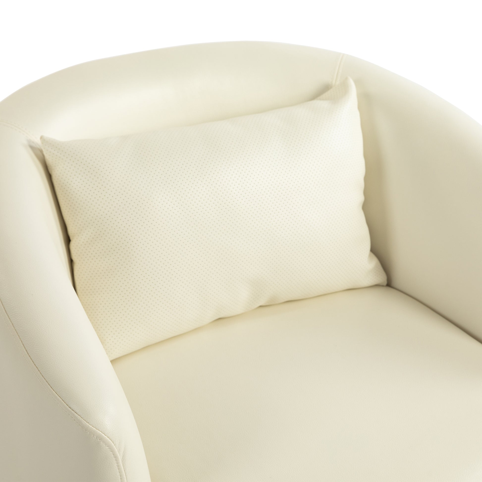 Upholstered Swivel Barrel Armchair With Storage Modern Living Room Side Chair For Bedroom Office Reading Spaces Pu Light Beige Light Beige Foam Upholstered