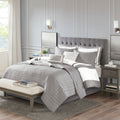 8 Piece Comforter And Quilt Set Collection Grey Full Queen Full Grey Polyester