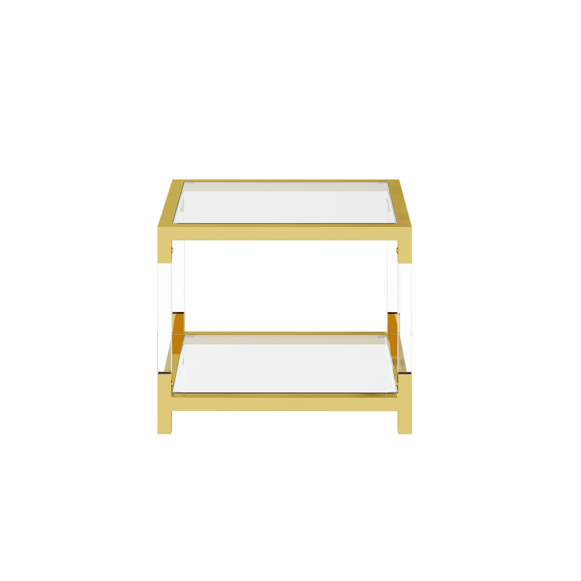 Modern Minimalist Style Gold Metal Frame With Acrylic Leg Coffee Table Cs 1195 1 Golden,Transparent Glass Acrylic