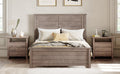 Farmhouse Wooden Platform Full Size Bed With Panel Design Headboard And Footboard For Teenager, Ash Brown Full Ash Brown Pine