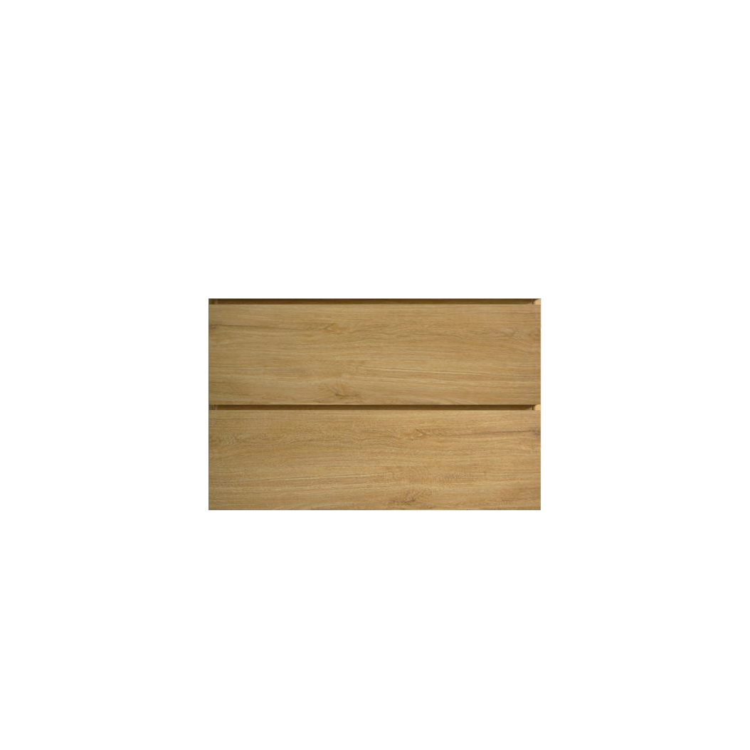 Alice30 106, Wall Mount Cabinet Without Basin, Natural Oak Color, With Two Drawers, Pre Assembled Oak Melamine