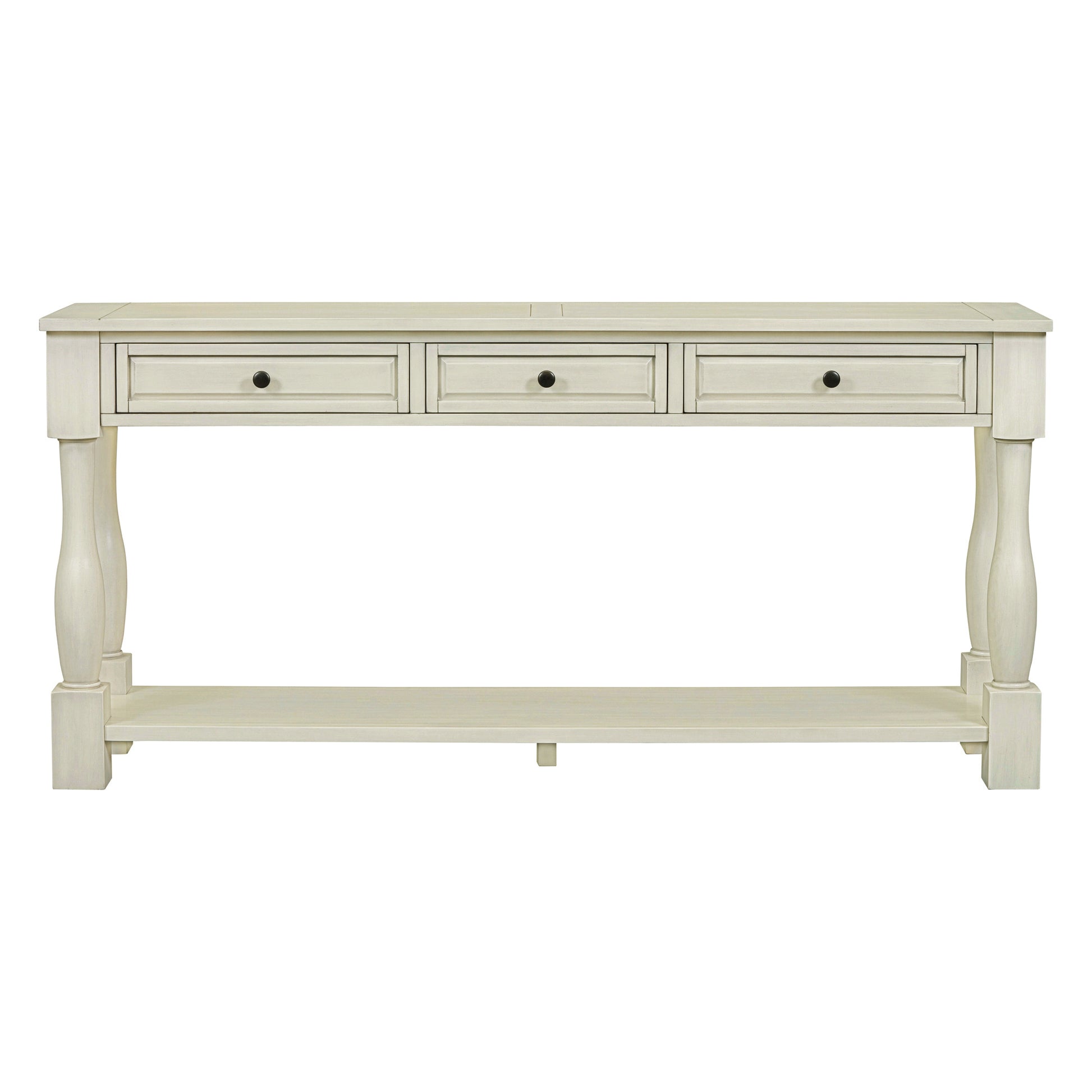 Console Table 63" Long Console Table With Drawers And Shelf For Entryway, Hallway, Living Room Antique White, Old Sku: Wf193795Aak Antique White Solid Wood