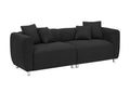 89 Inch Sofa For Living Room, Fashion Sofa With Metal Legs, 3 Seater Sofa, Solid Wood Frame Couch With 4Pillows, For Apartment Office Living Room Black Black Cotton Linen,Teddy 3 Seat