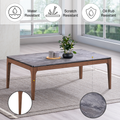 Bevis Coffee Table, Engineered Stone & Walnut Finish Lv02645 Walnut Wood Metal