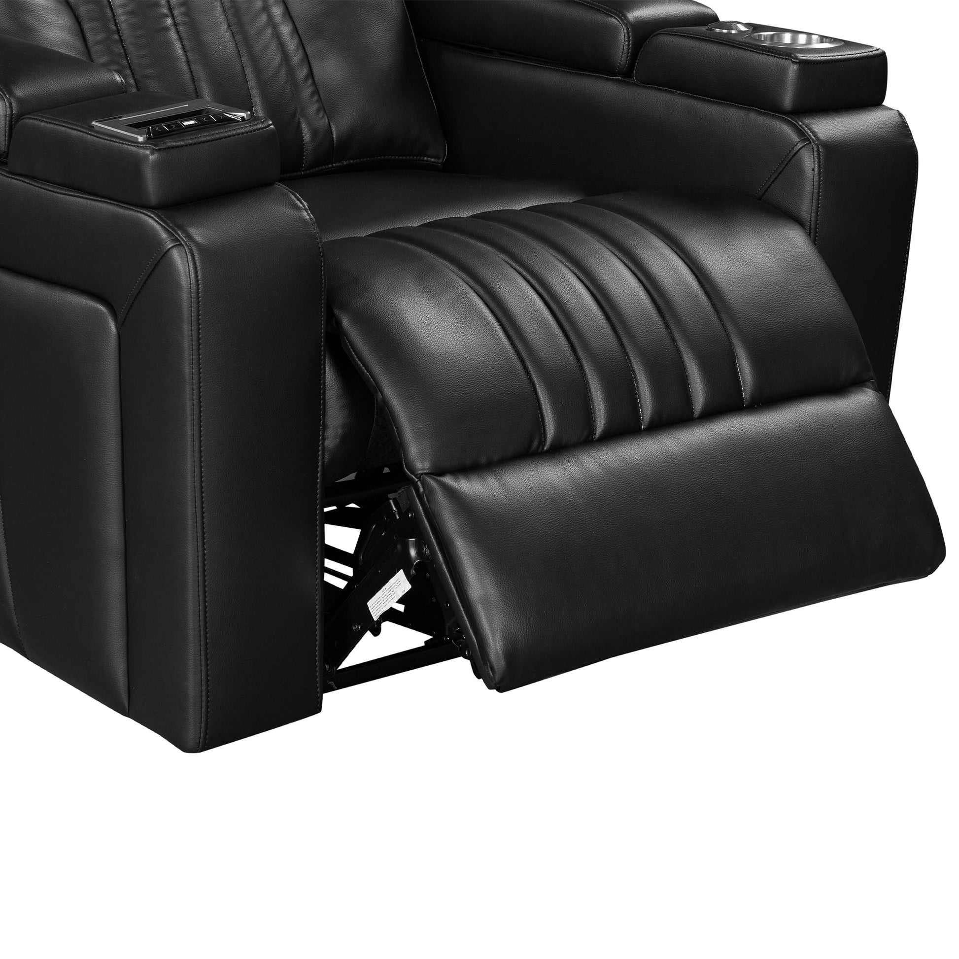 Pu Leather Power Recliner Home Theater Recliner With Power Adjustable Headrest, Wireless Charging Device, Usb Port, Storage Arms, Cup Holder And Swivel Tray Table For Living Room, Black Black Foam Pu Leather