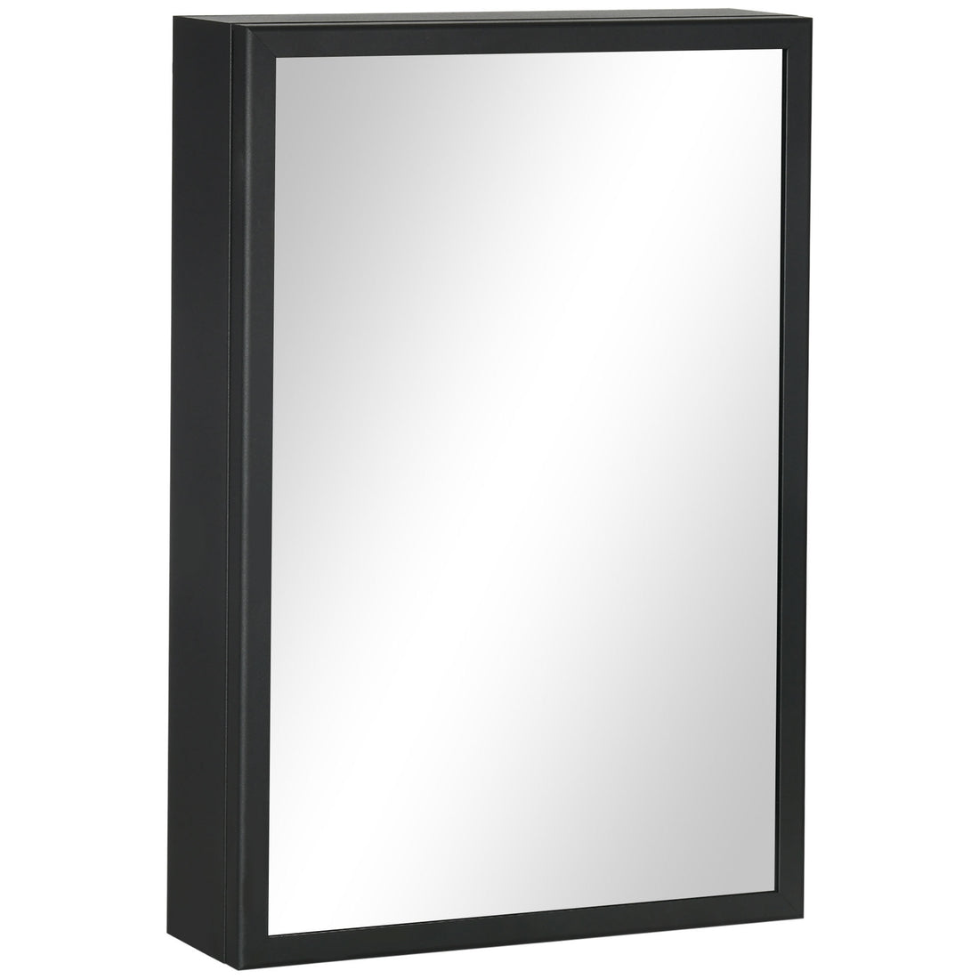 Kleankin Bathroom Mirror With Storage Shelves Bathroom Wall Cabinet, Black Black Stainless Steel