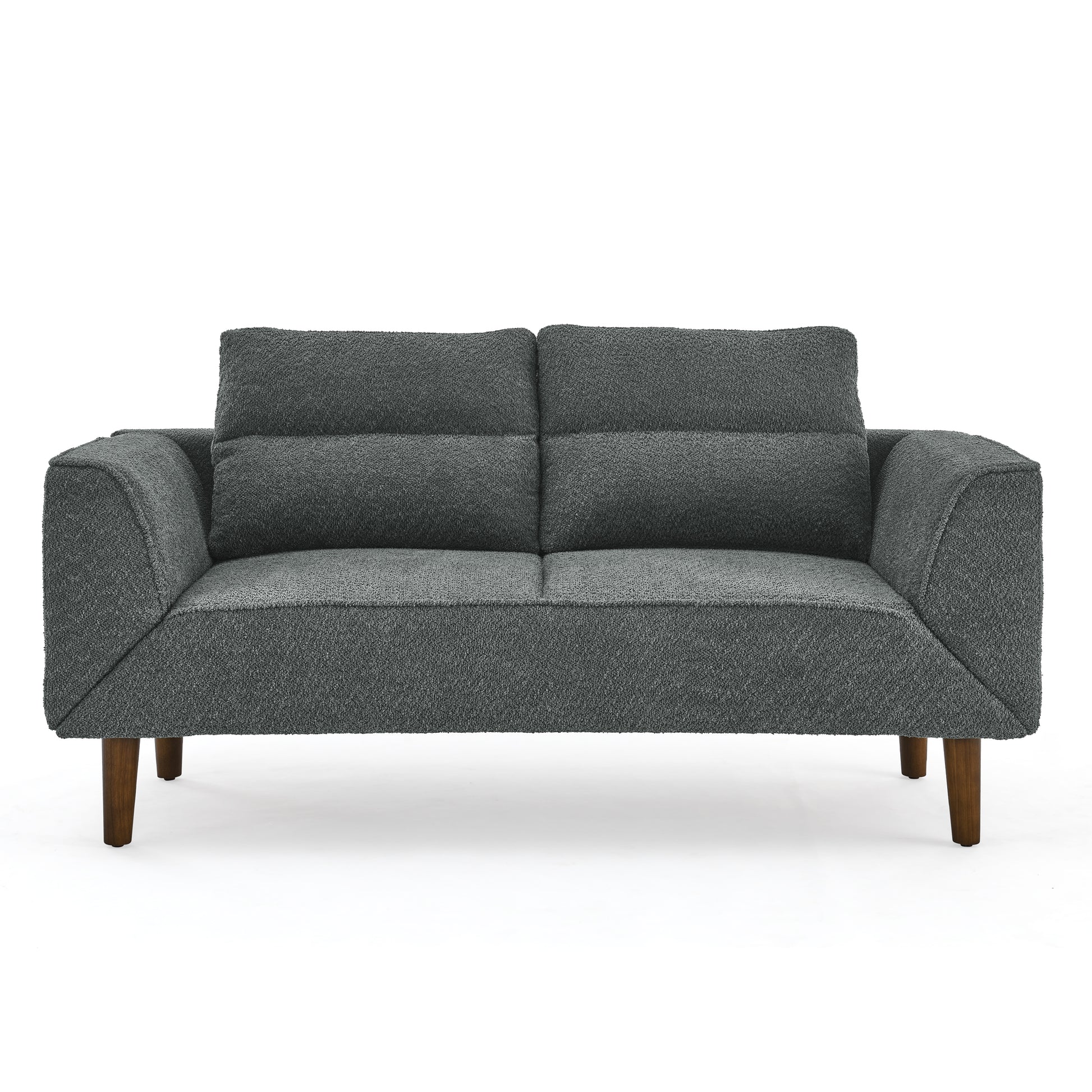 Convertible Futon Sofa Bed, Comfy Loveseat Sleeper Sofa With Adjustable Armrest, Strengthen Wood, Thick Padded Cushion, Small 2 Seater Couch For Living Room, Bedroom, Grey Grey Foam 2 Seat