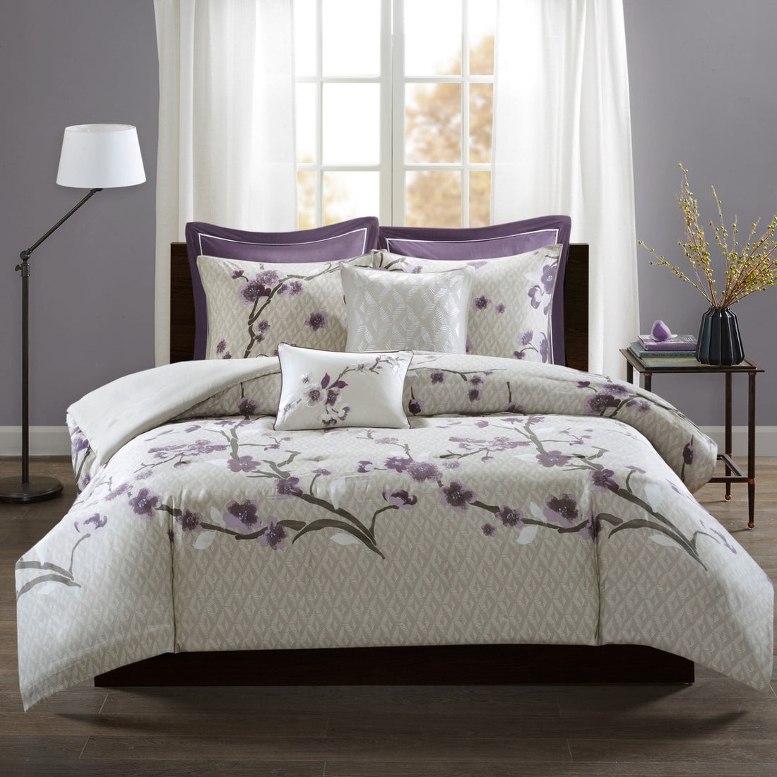 7 Piece Cotton Duvet Cover Set Queen Multicolor Polyester