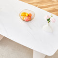 Cream Style Mdf White Dining Table.It Is A Furniture With A Warm And Soft Appearance, Suitable For Creating A Comfortable And Friendly Dining Environment, Suitable For Kitchens, Dining Rooms,Etc. White Mdf