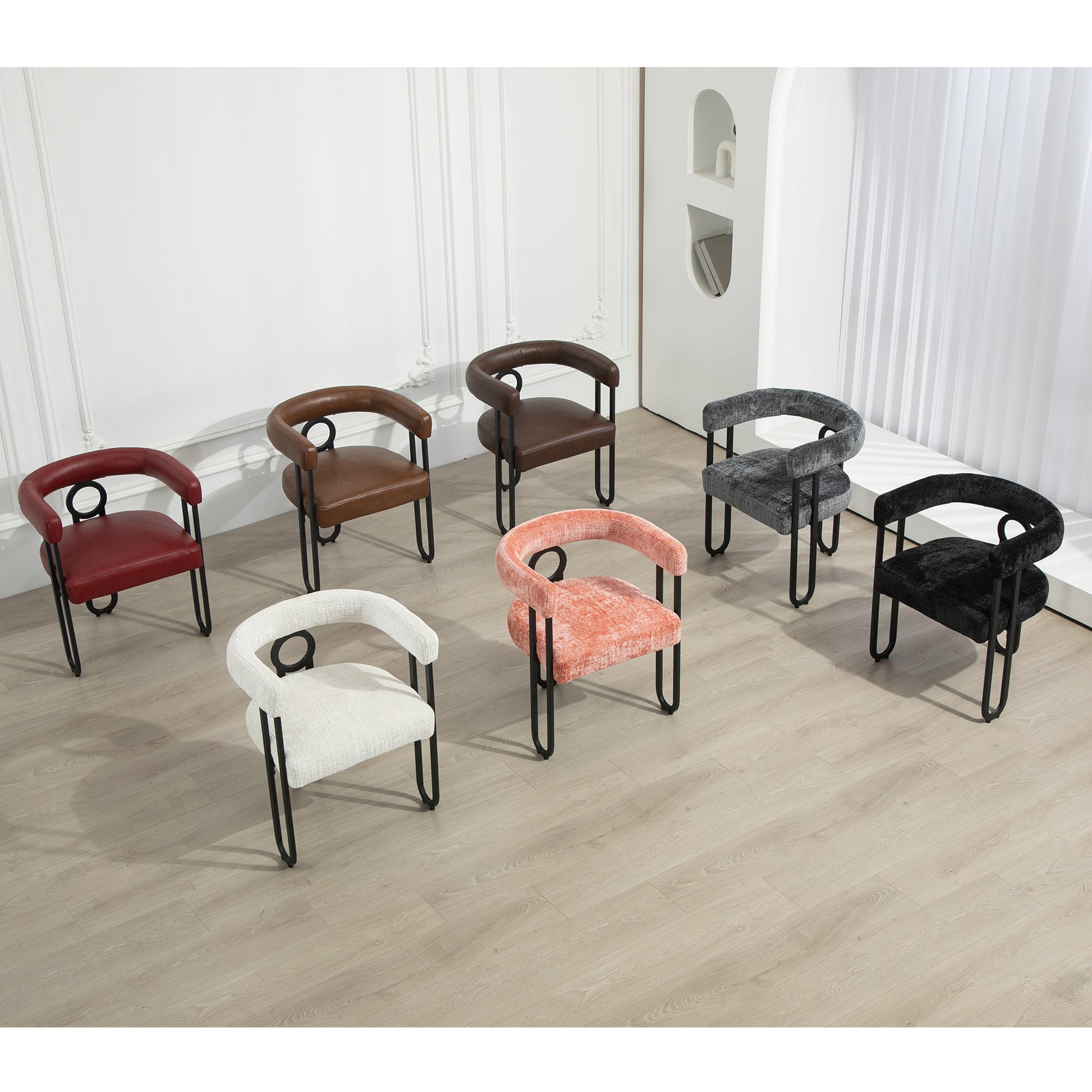 Coolmore Contemporary Designed Chenille Fabric Upholstered Accent Dining Chair Barrel Side Chairs Kitchen Armchair For Living Room Set Of 1 Gray Chenille Gray Primary Living Space Foam Chenille