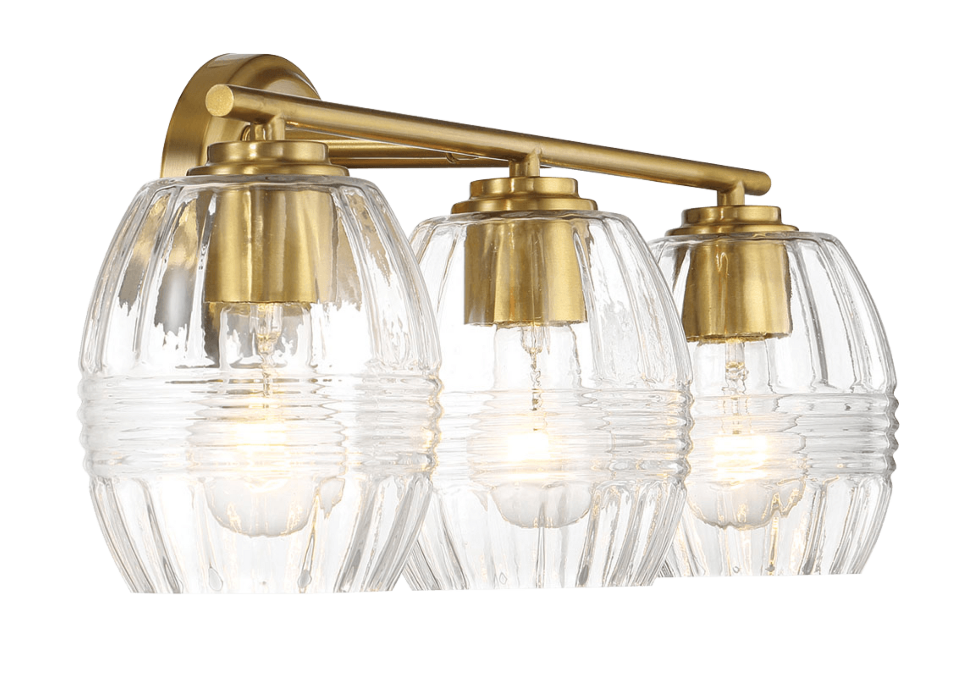 Luster Three Lights Vanity With Clear Glass For Bathrooms Above Mirror Wall Lamp Satin Brass Clear,Gold Brass,Glass