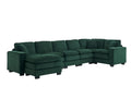 Modern U Shaped 6 Seat Sectional Sofa Couch With One Ottoman And Three Toss Pillows ,Modular Sofa For Living Room,Corduroy Sofa Green Corduroy 7 Seat