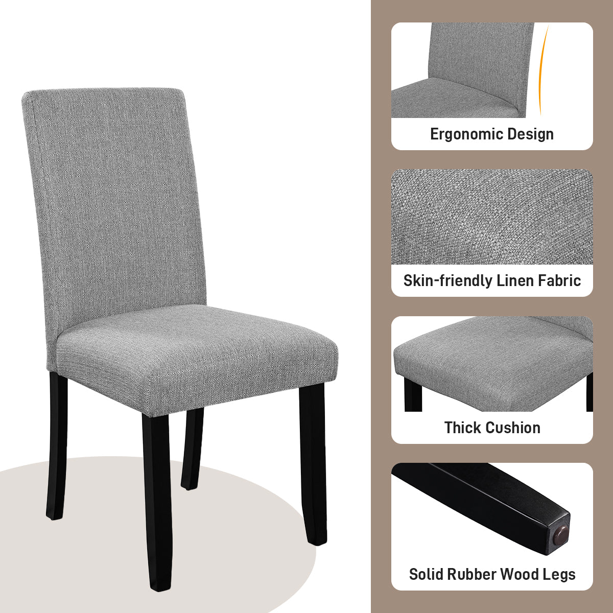 5 Piece Round Dining Table Set, 43 Inch Modern Dining Table And 4 Upholstered Chairs For Dining Room, Kitchen Room, Living Room, Easy Assembly Upholstered Chair Grey Black Dining Room American Design,Farmhouse,Mid Century Modern,Modern Round Round Fabric