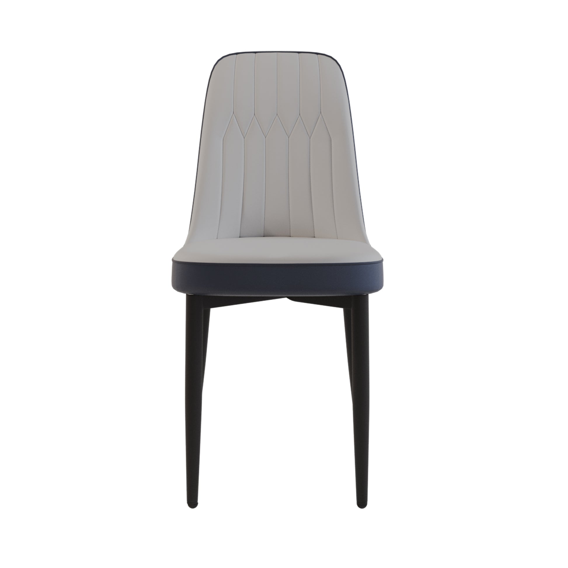 A Set Of 2 Dining Chair, Modern Style Chair Made Of High Quality Pu Leather Fabric With Thick Soft Cushions, Black Metal Leg Kitchen Chair, Dining Room Kitchen Dining Chair White And Blue Metal Blue