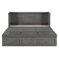 Queen Size Murphy Bed With Usb Port And A Large Drawer, Gray Gray Solid Wood Mdf