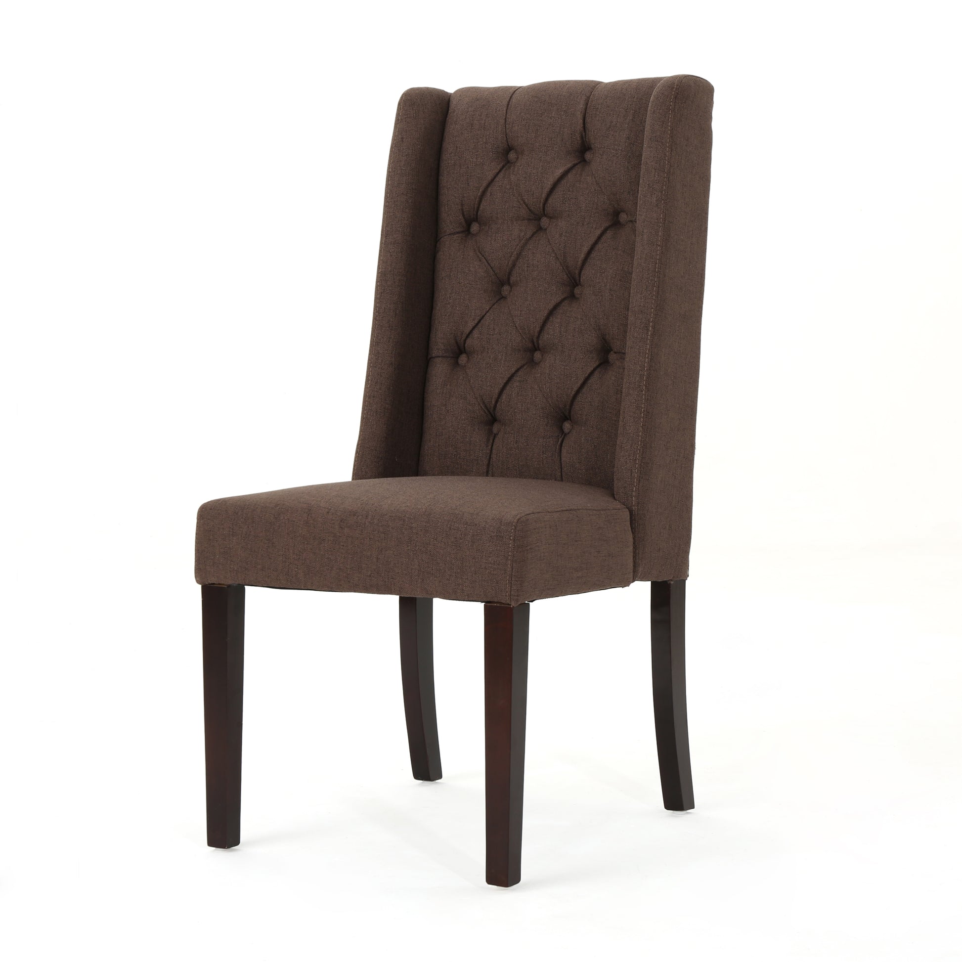 Dining Chair Dark Brown Wood Fabric