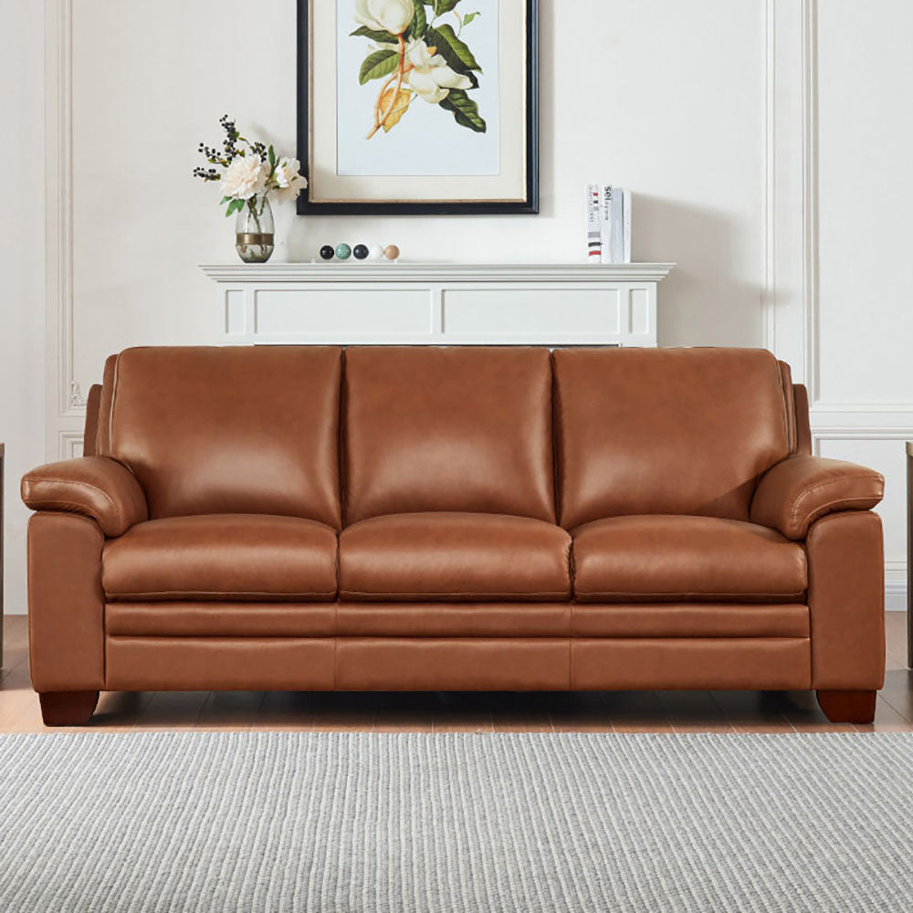 Magnum Leather Sofa Brown Memory Foam Genuine Leather 3 Seat