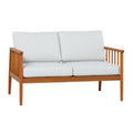 Contemporary Cushioned Eucalyptus Wood Patio Loveseat Brown Brown Eucalyptus Eucalyptus