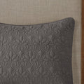 3 Piece Split Corner Pleated Quilted Bedspread Dark Grey King Dark Grey Polyester