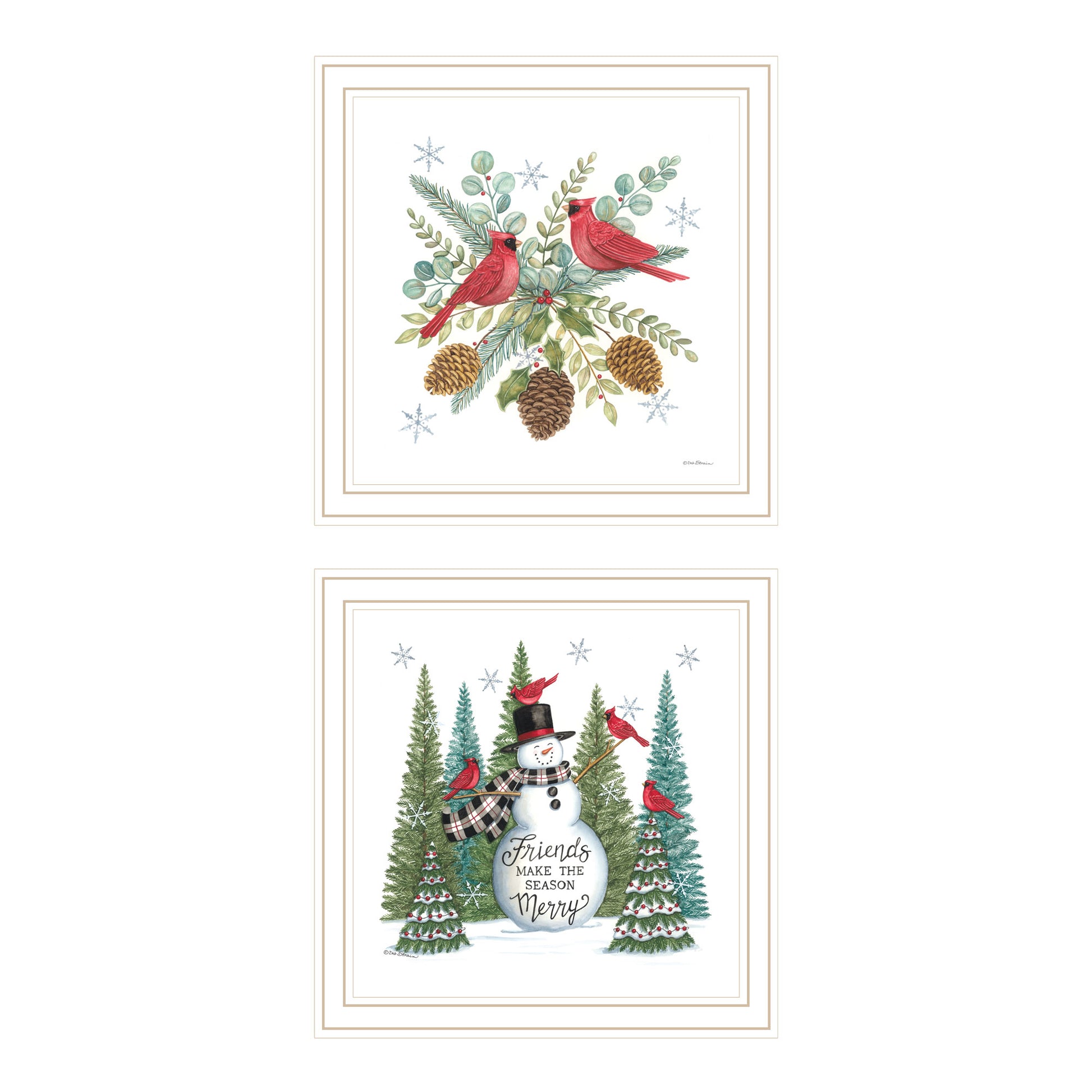 2 Piece Vignette Friends Make The Season Merry White Framed Wall Art For Living Room, Bedroom Wall Art Print For Home Decor By Deb Strain Multicolor Wood Paper
