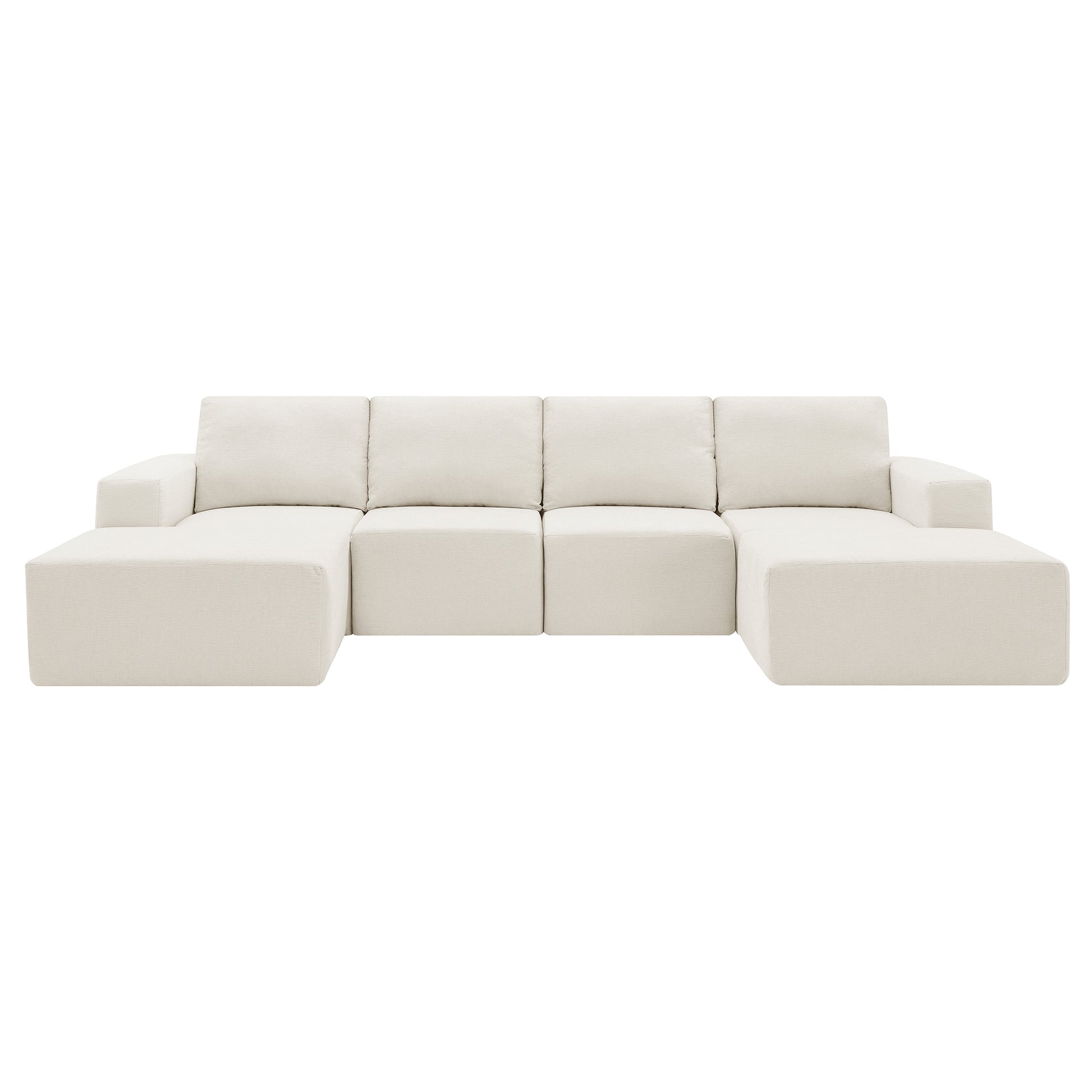 110*72" Modular U Shaped Sectional Sofa,Luxury Chenille Floor Couch Set,Upholstered Indoor Furniture,Foam Filled Sleeper Sofa Bed For Living Room,Bedroom,Free Combination,3 Colors Beige Polyester 6 Seat