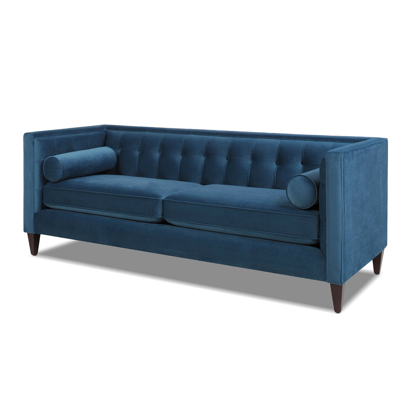 Jack 84" Modern Tuxedo Tufted Sofa, Satin Teal Blue Velvet Blue Foam Velvet 3 Seat