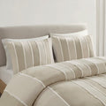 3 Piece Striped Cotton Duvet Cover Set Queen Multicolor Cotton