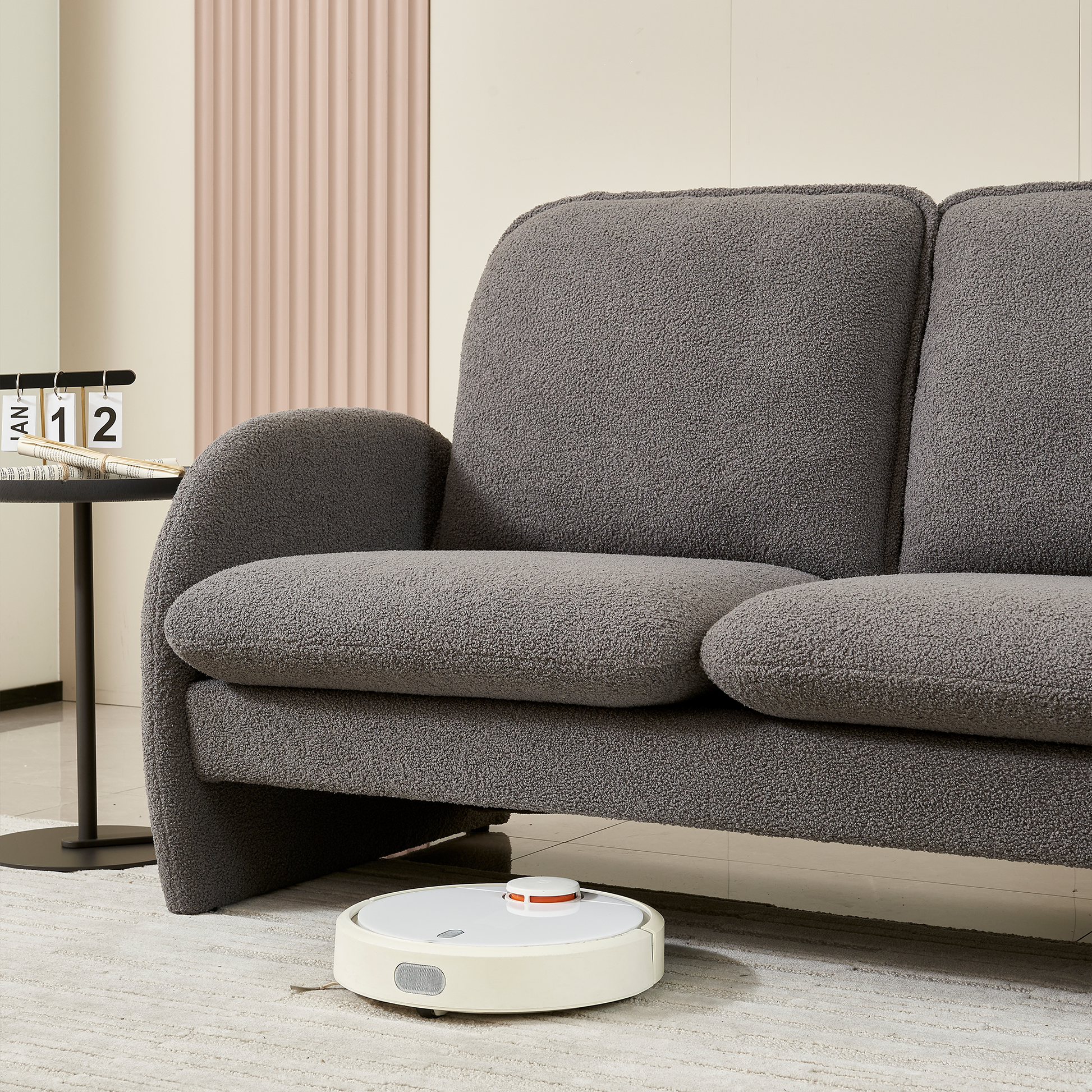 59" Loveseat Sofa Small Couch For Living Room, Sherpa Fabric Upholstered Loveseat Sofa Couch, Small Loveseat Sofa For Apartment, Bedroom Gray Foam Sherpa 2 Seat