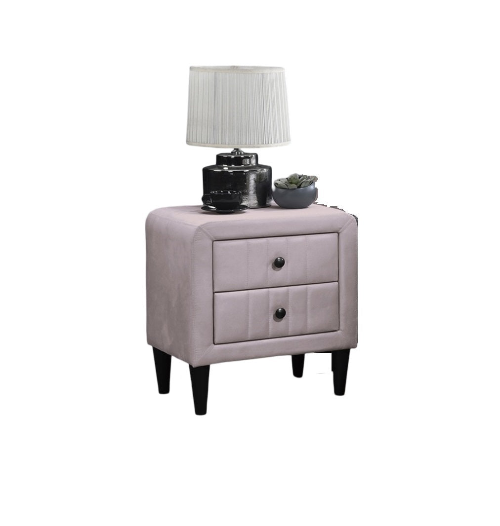 Light Pink Color Velvet Gorgeous 1Pc Nightstand Bedside Table 2X Drawers Bedroom Furniture Sleek Design Tempered Legs Light Pink 2 Drawers Bedroom Bedside Cabinet Classic,Contemporary,Glam,Modern Storage Velvet