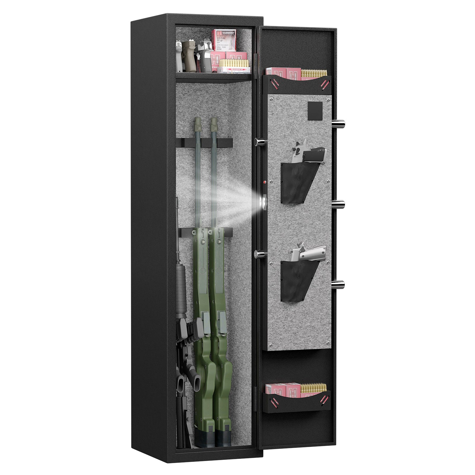 3 4 Safe For Rifles And Pistols,Quick Access Password Safe,High Security Metal Rifle Safe Locker With Removable Shelf And 2 Adjustable Slots Black Steel