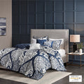 6 Piece Printed Duvet Cover Set Queen Multicolor Polyester