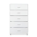 White 5 Drawer Chest With Single Handles White Bedroom Contemporary Particle Board Mdf