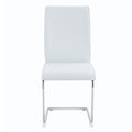 Luxury Simple Arch Chair Set Of 4 White Pu Material High Resilience Dining Chair With Arched Metal Silver Leg. White Silver Metal,Pu