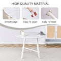 A Modern Minimalist Circular Dining Table With A 42 Inch Diameter White Patterned Tabletop And White Metal Legs. Suitable For Restaurants, Living Rooms, And Conference Rooms. White Mdf Metal