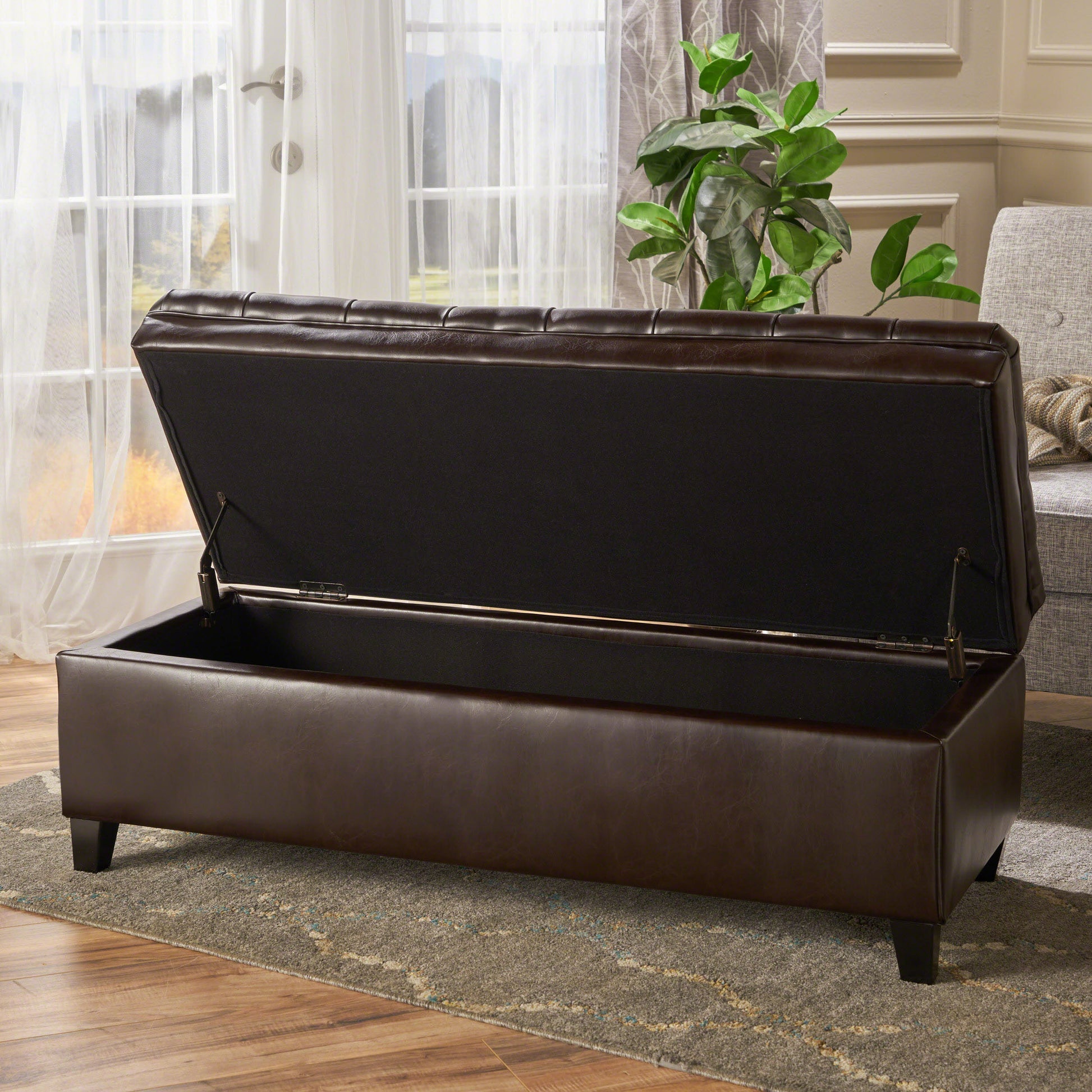 Juliana Storage Ottoman Brown Pu