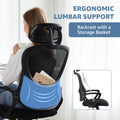 Mesh Rolling Work Chairs With Wheels And Adjustable Headrests, Comfortable Lumbar Support, Comfy Armrest For Home, Bedroom, Study,Black Black Abs