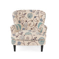 Mirod Comfy Arm Chair With Tufted Backmodern For Living Room, Bedroom And Study White Multi Fabric