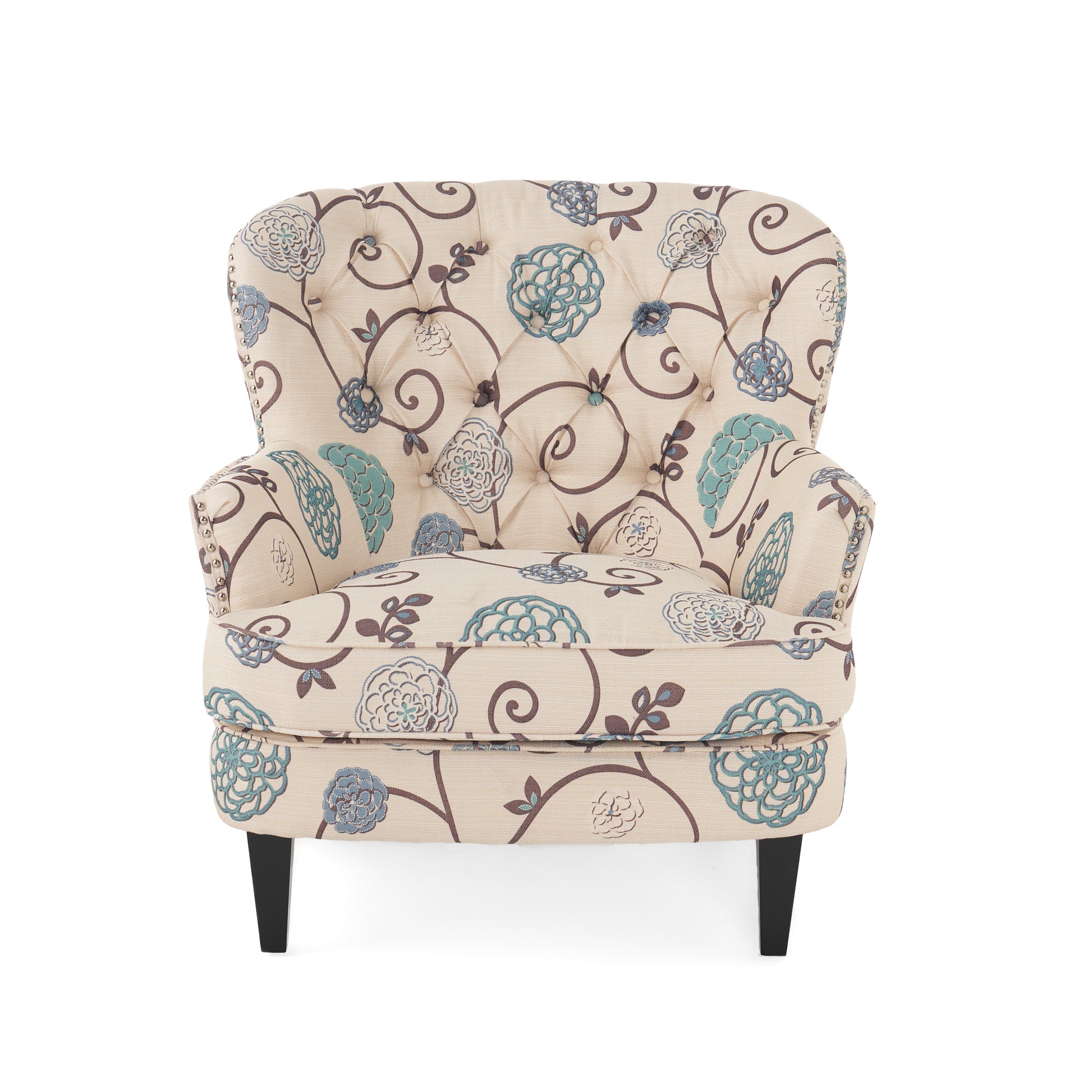 Mirod Comfy Arm Chair With Tufted Backmodern For Living Room, Bedroom And Study White Multi Fabric
