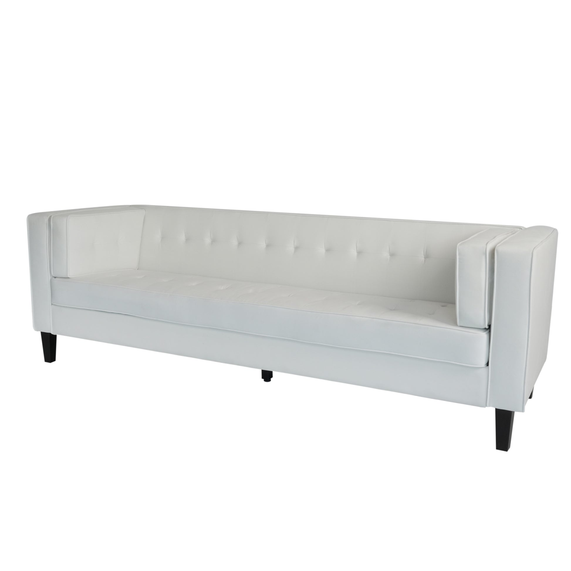 3 Seater Sofa, Upholstered Tufted Coach, Velvet Sofa, Ivory White Ivory Velvet 3 Seat