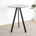 Modern Kitchen Glass Dining Table Round Tempered Glass Grey 31.5