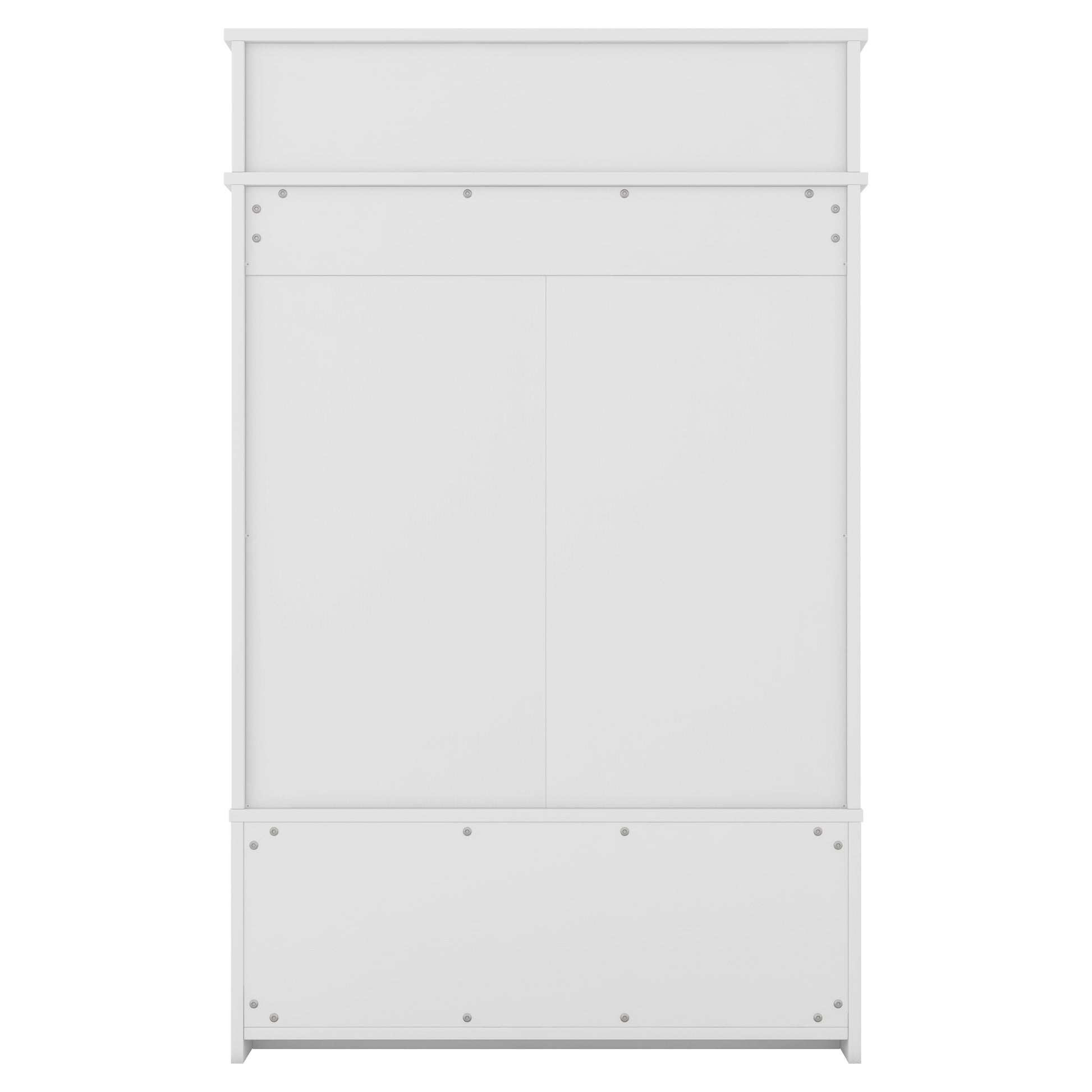 Hall Tree With Top Shelf And Storage Bench, Hallway Shoe Cabinet With Sliding Doors, Coat Rack With 5 Hanging Hooks For Entryways Hallways,White Off White Particle Board Mdf