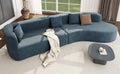 Modern Large 2 Piece Sectional Sofa With 3 Pillows,For Living Room, Bedroom Blue Polyester 2 Seat