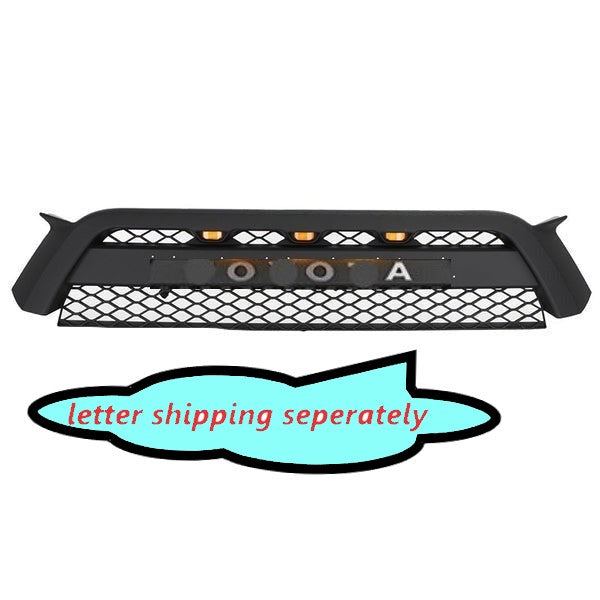 Front Grille Fits For2012 2013 2014 2015 5Th Gen 4Runner Trd Pro Grill With Raptor Lights W Letters Black Abs Abs