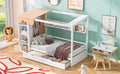 Twin Size House Bed With Two Drawers And Wardrobe,White Twin White Solid Wood