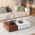 Modern Style Walnut Coffee Table With Two Storage Spaces Walnut Brown White Primary Living Space Rectangular Coffee & End Tables Wood
