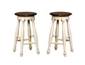 Off White 2Pc Stools Transitional Style Solid Wood Cherry Wooden Seat Turned Legs Stool Dining Room Cherry,Off White Dining Room Contemporary,Transitional Bar Stools Set Of 2 Solid Wood