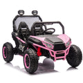 24V Two Seater Kids Ride On Utv W Parents Control,400W Super Power,Four Wheel Suspension,Led Light With Rear Searchlight,Bluetooth,Mp3,Music,Rear Storage Space,Speeds 3.73 4.97Mph For Kids Aged 3 . Pink Polypropylene