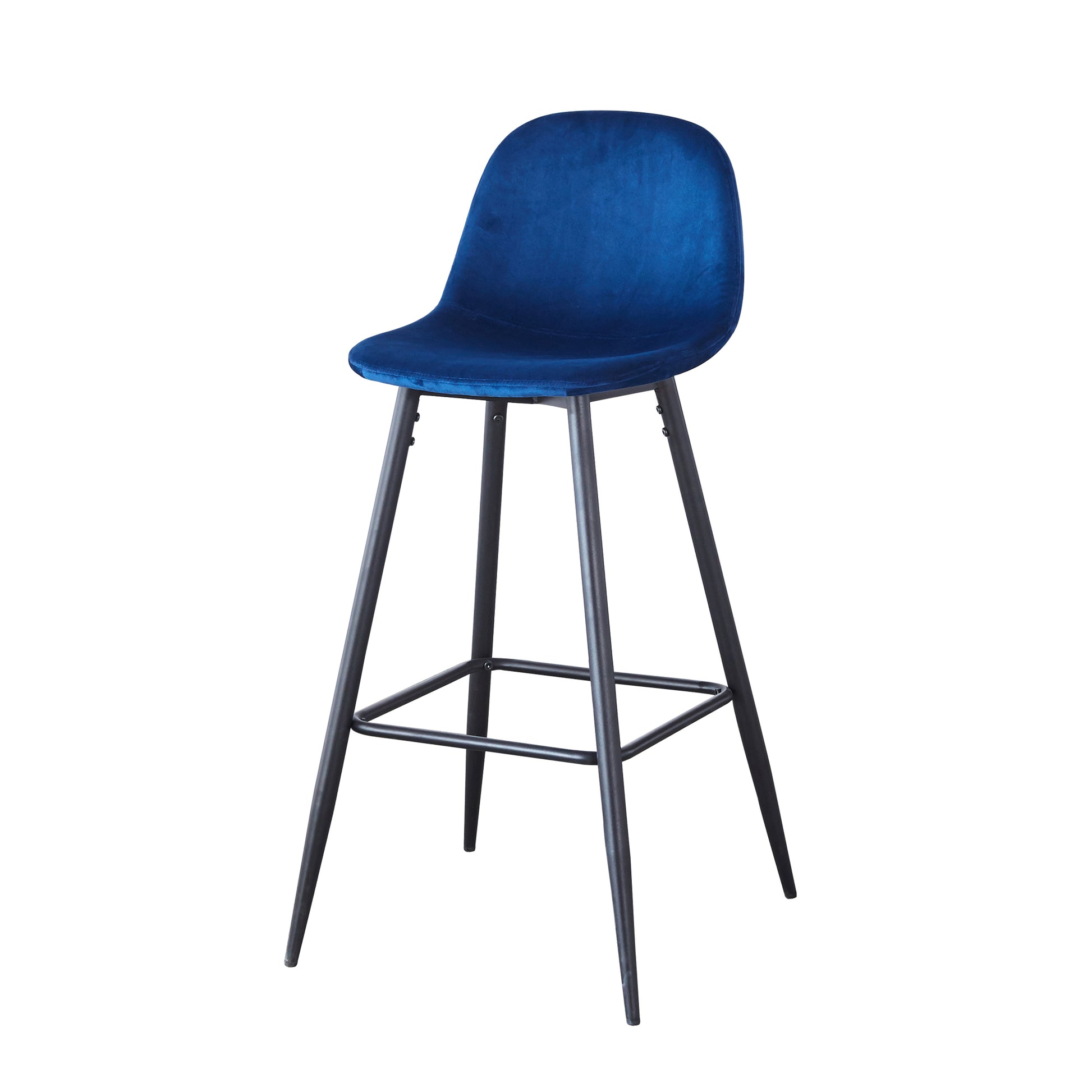 Bar Stools Set Of 2, 30 Inches Velvet Barstool Modern Counter Bar Height Chair With Back, Sturdy Metal Legs & Footrests, Easy Assembly, Island Stool For Kitchen Bar Blue Velvet