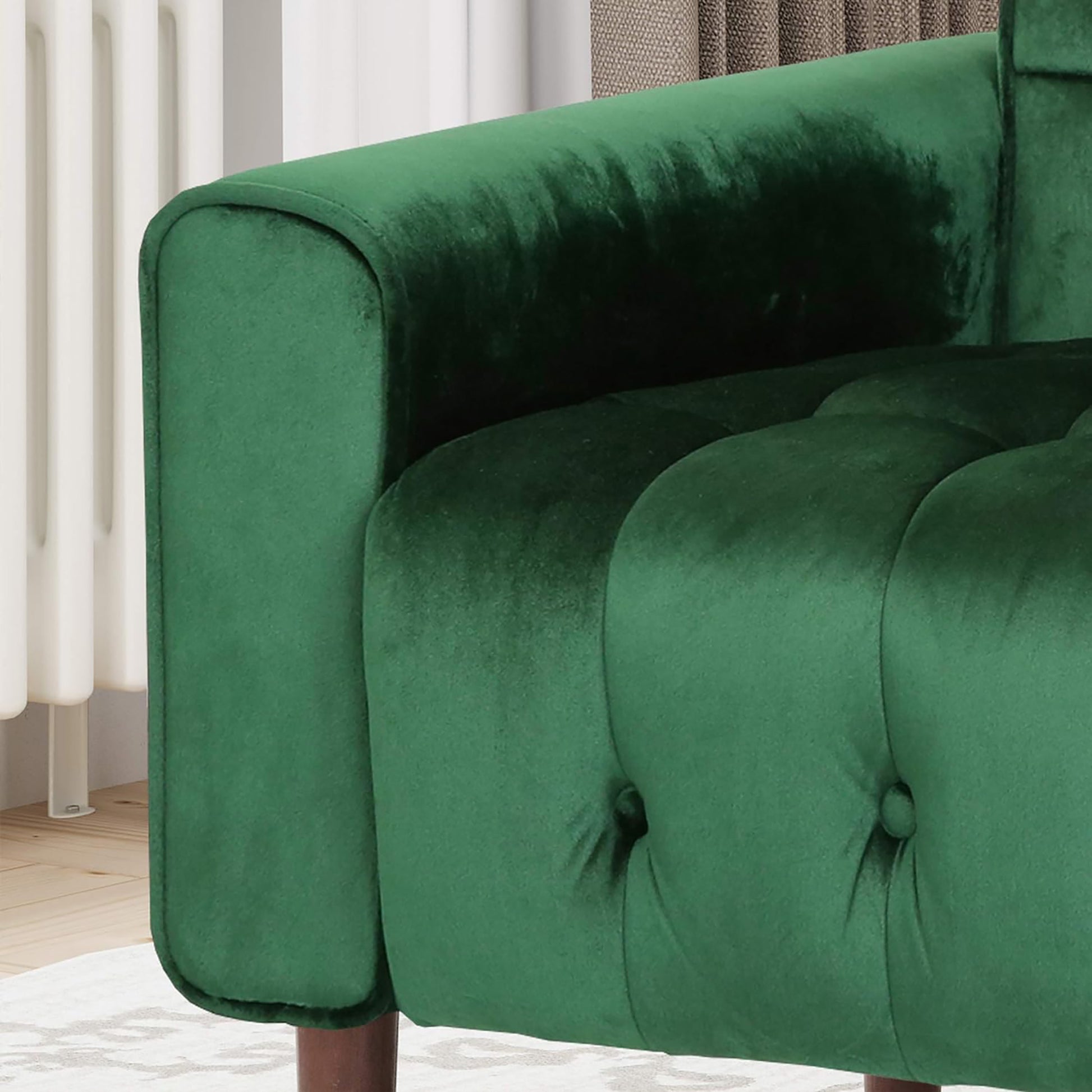 Mirod Comfy Arm Chair With Tufted Backmodern For Living Room, Bedroom And Study Emerald Velvet